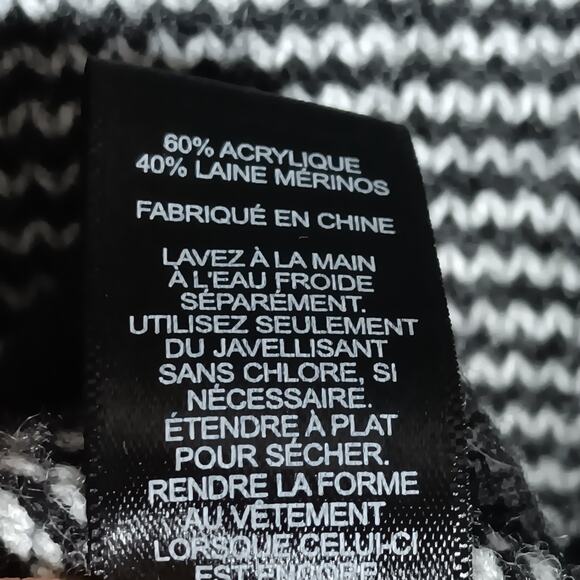 Express Knit Top Size Small Black and White Striped Black Cowl Neck and Trims - Picture 6 of 7